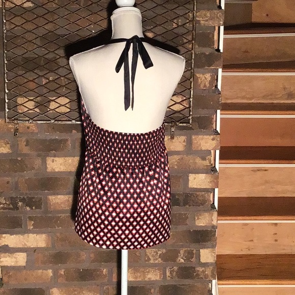 The Limited halter top red black geo pattern with ribbon M - Picture 2 of 5